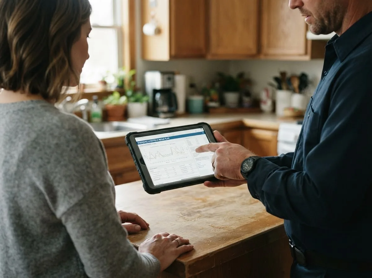 HVAC technician inspecting a heating & cooling system in Clinchco, VA